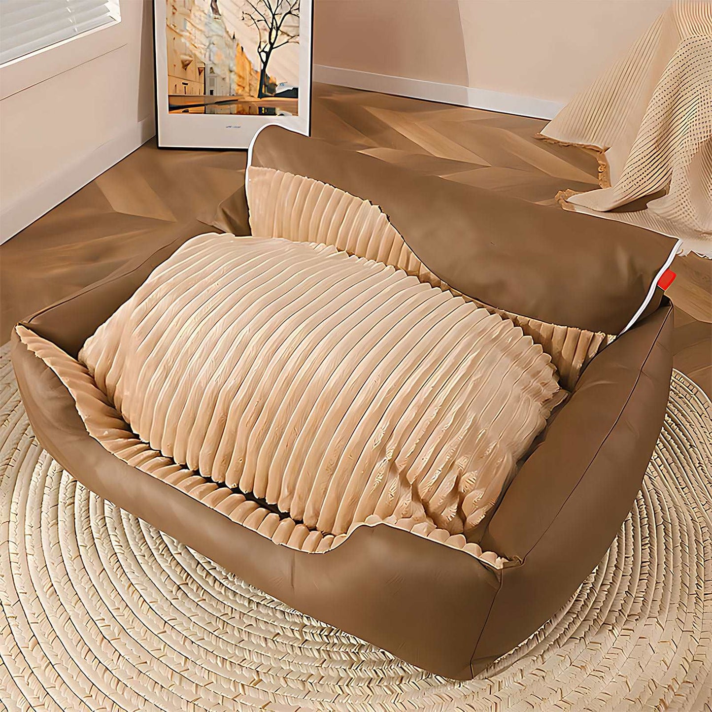 All-Season Cozy Removable Backrest Dog Bed