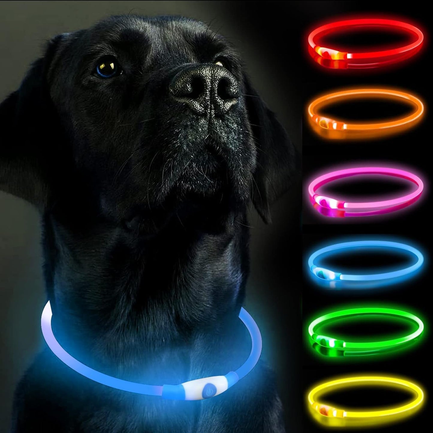 LED Dog Collar, Light Up Dog Collars, Rechargeable Dog Lights for Night Walking