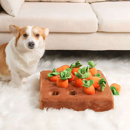 Carrot Farm Plush Squeaky Snuffle Dog Toy