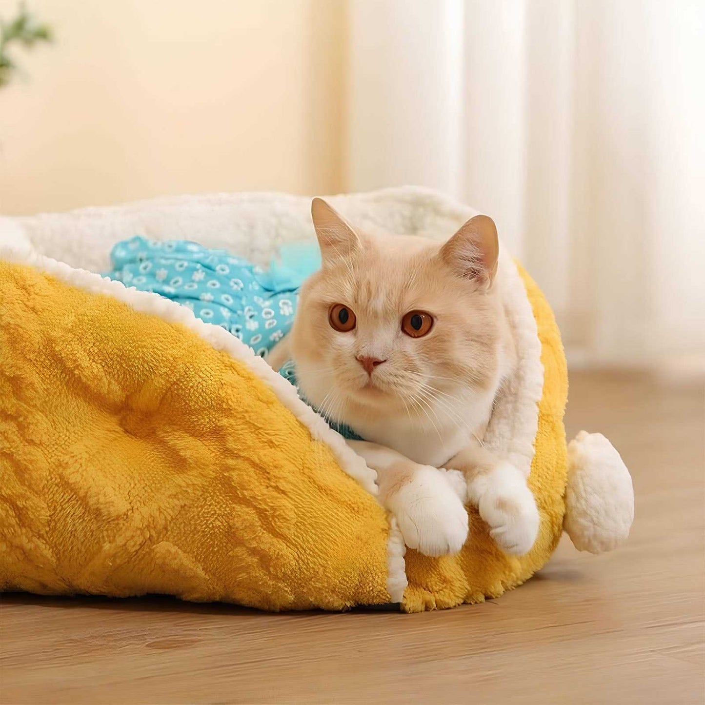 Cheese Cat Bed Fleece Jacquard Comfortable Dog Bed