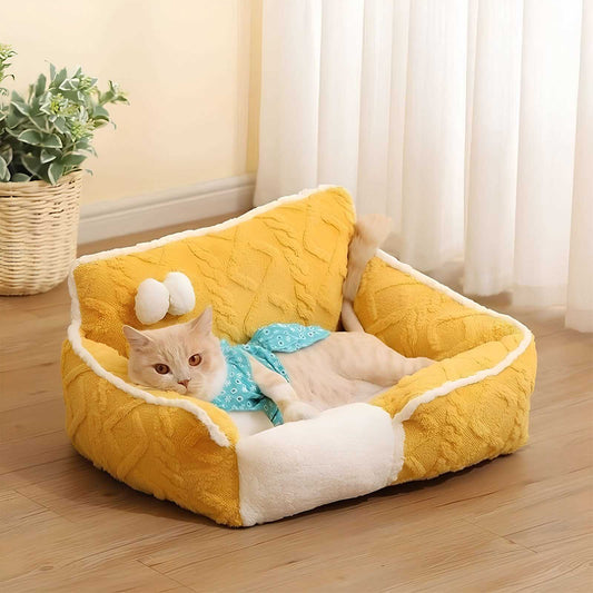 Cheese Cat Bed Fleece Jacquard Comfortable Dog Bed