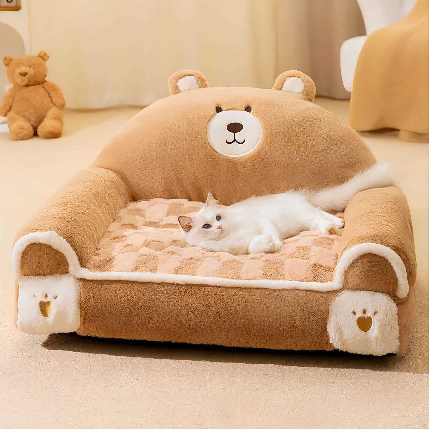 Comfy Calming Pet Bed Adorable Dog & Cat Sofa Bed