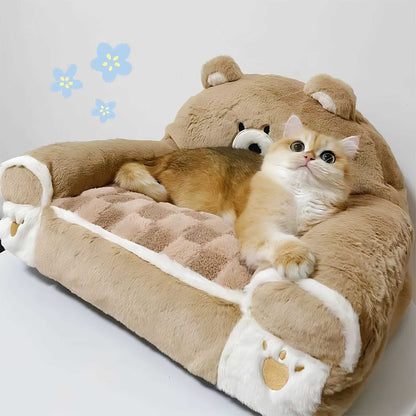 Comfy Calming Pet Bed Adorable Dog & Cat Sofa Bed