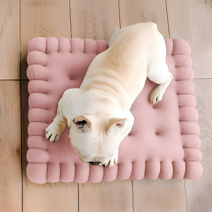 Cozy Biscuit-Shaped Plush Small Dog Bed