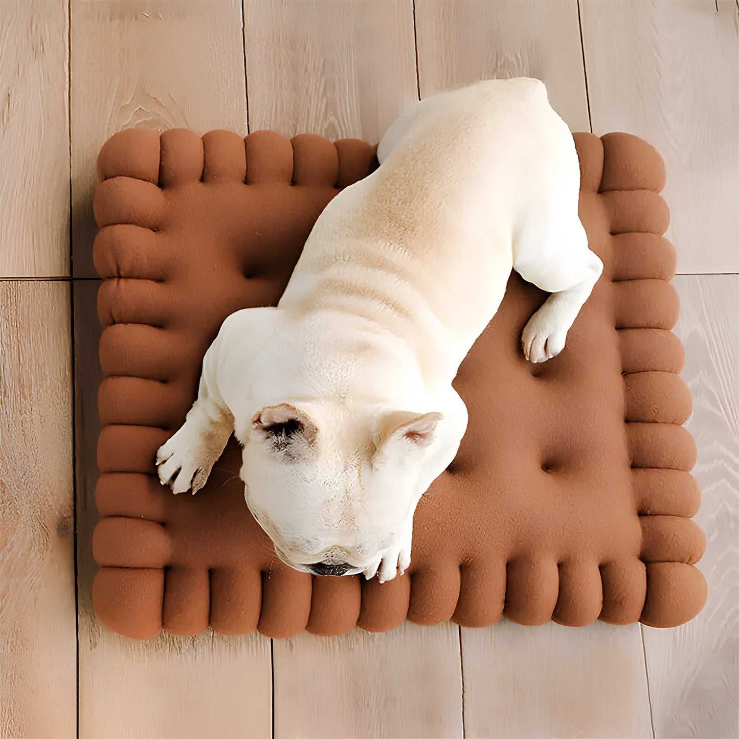 Cozy Biscuit-Shaped Plush Small Dog Bed