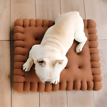 Cozy Biscuit-Shaped Plush Small Dog Bed