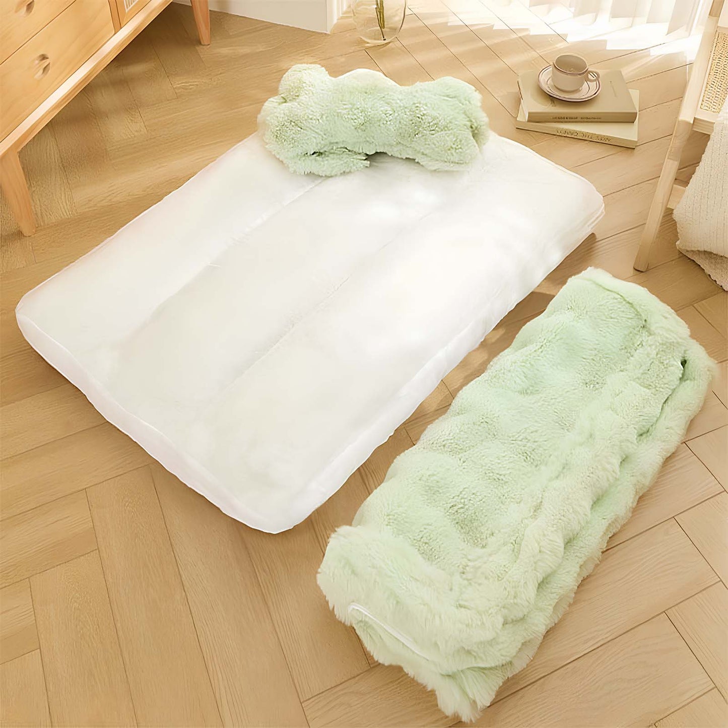 Cozy Fluffy Plush Calming Dog Bed With Pillow