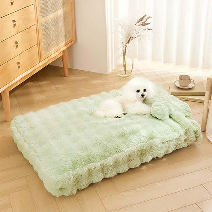 Cozy Fluffy Plush Calming Dog Bed With Pillow