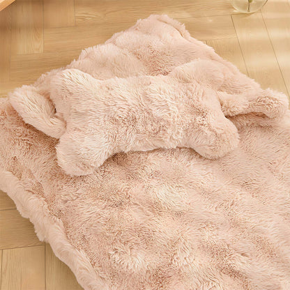 Cozy Fluffy Plush Calming Dog Bed With Pillow