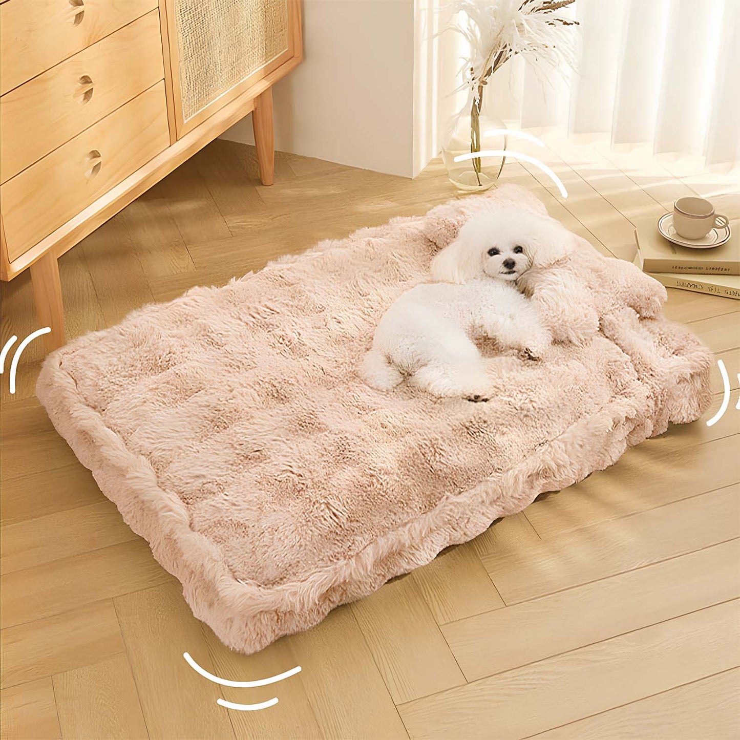 Cozy Fluffy Plush Calming Dog Bed With Pillow