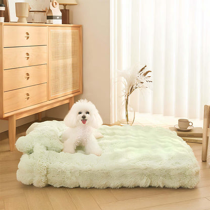 Cozy Fluffy Plush Calming Dog Bed With Pillow