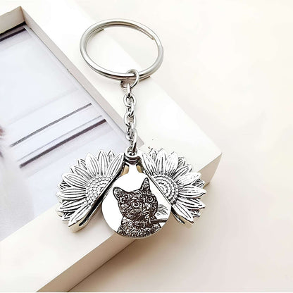 Custom Sunflower Keychain Openable Design Unique