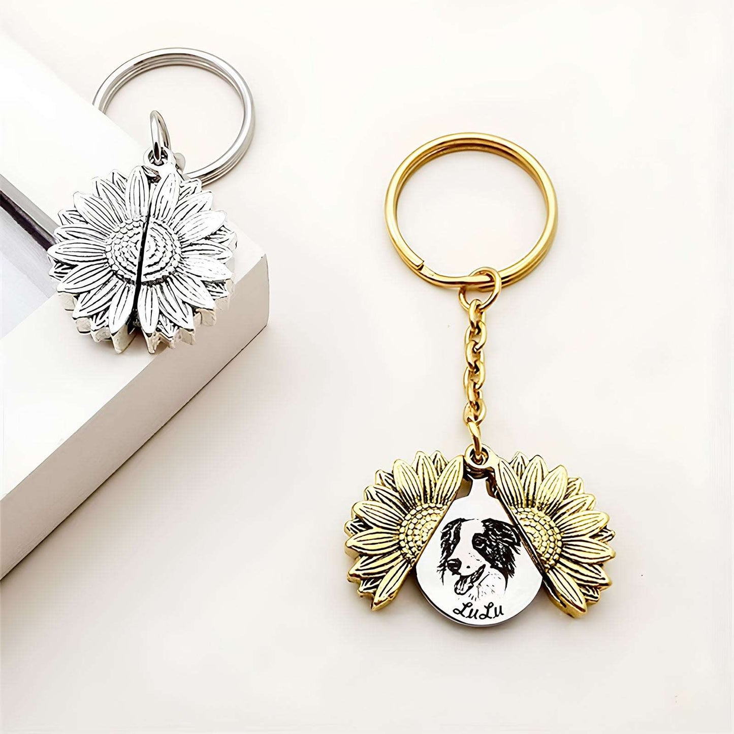 Custom Sunflower Keychain Openable Design Unique