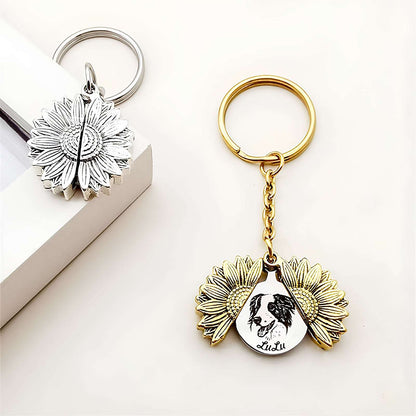 Custom Sunflower Keychain Openable Design Unique