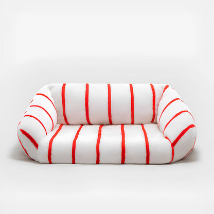 Elegant Fuzzy Stripe Dog Sofa Bed Fuzzy Clean