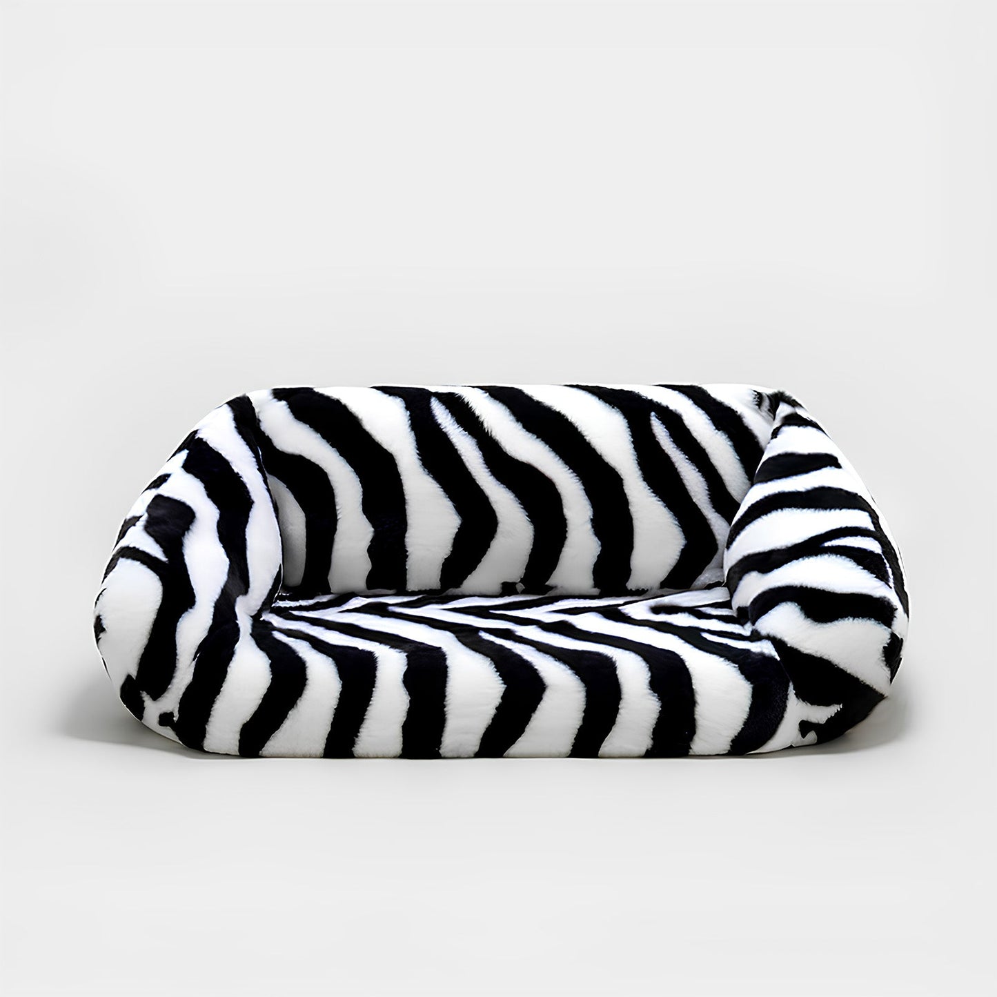 Elegant Fuzzy Stripe Dog Sofa Bed Fuzzy Clean