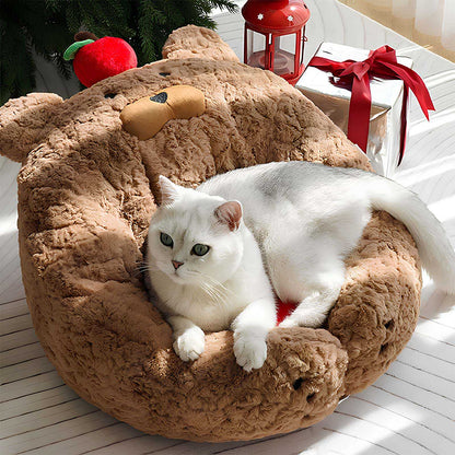 Festive Adorable Apple-Shaped Plush Cat Sofa Bed