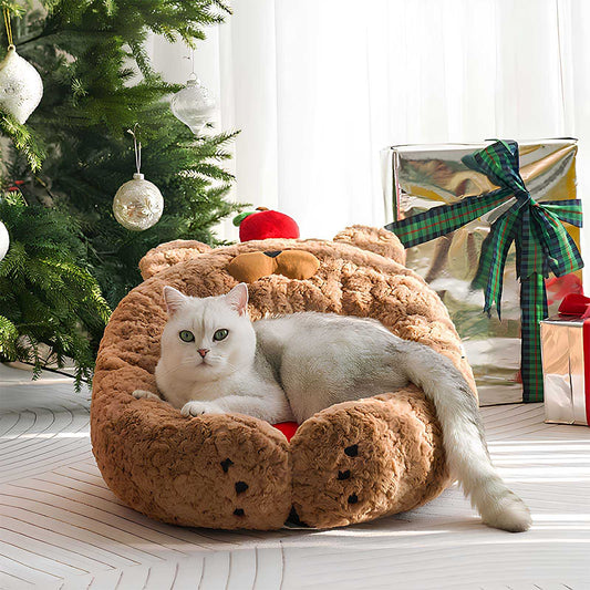 Festive Adorable Apple-Shaped Plush Cat Sofa Bed