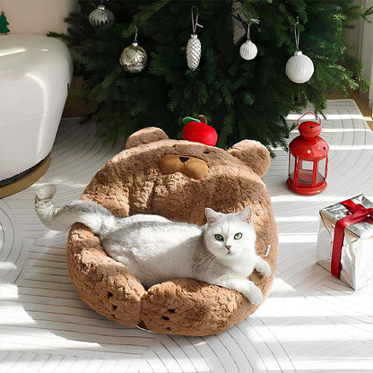 Festive Adorable Apple-Shaped Plush Cat Sofa Bed