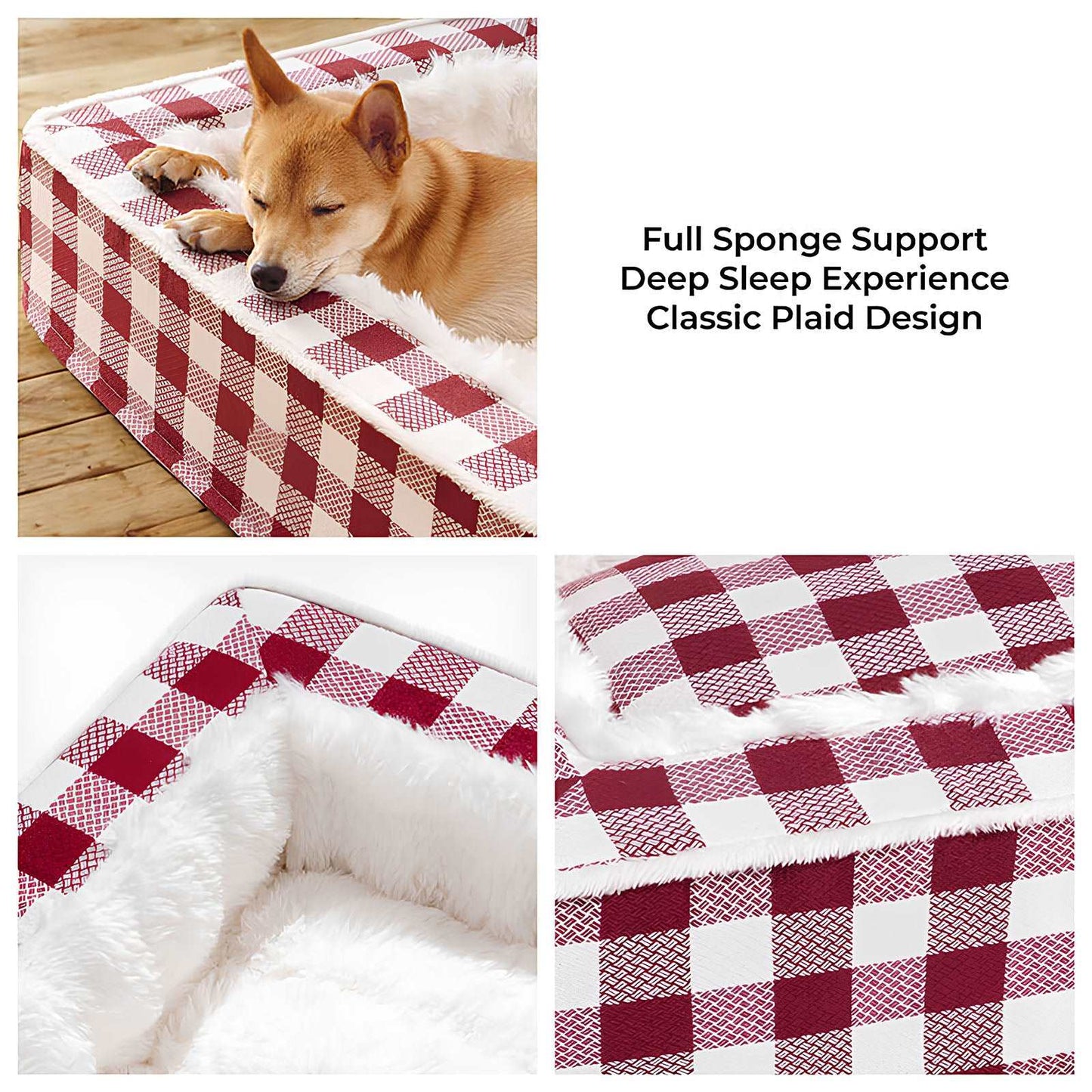 Festive Classic Tartan Cozy Anti-Anxiety Calming Dog Bed