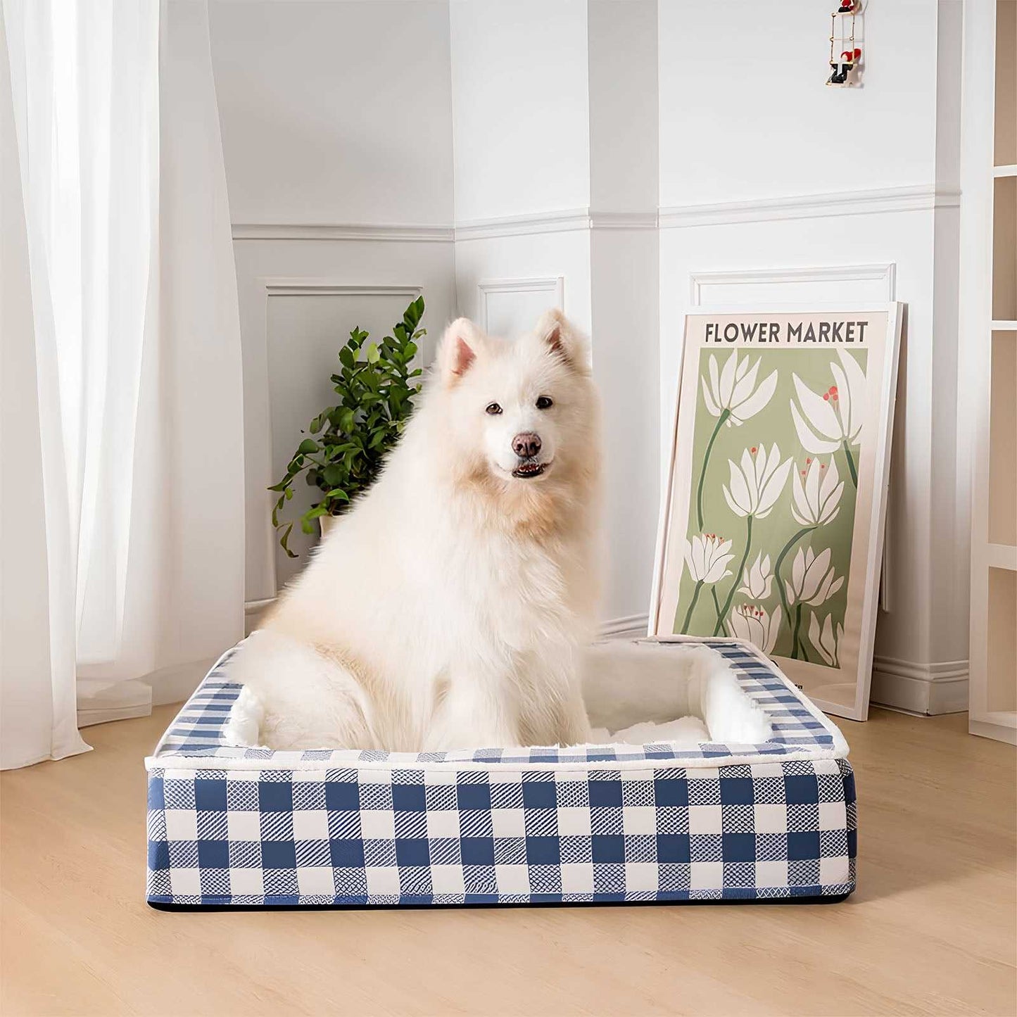 Festive Classic Tartan Cozy Anti-Anxiety Calming Dog Bed