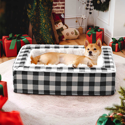 Festive Classic Tartan Cozy Anti-Anxiety Calming Dog Bed