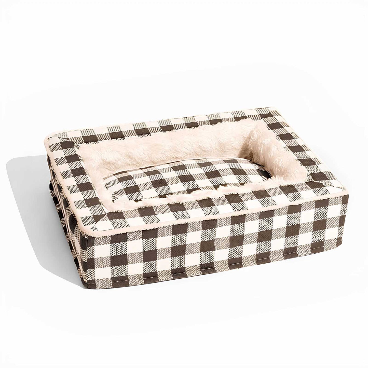 Festive Classic Tartan Cozy Anti-Anxiety Calming Dog Bed