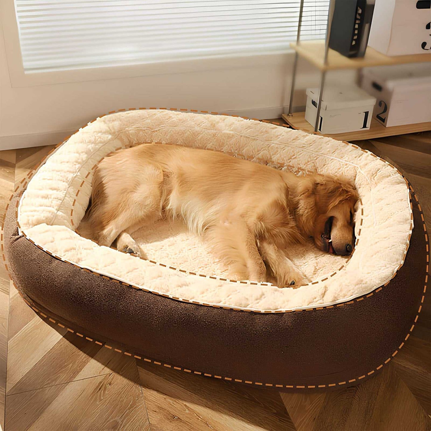 Fluffy Deep Sleeping Large Oval Dog Bed