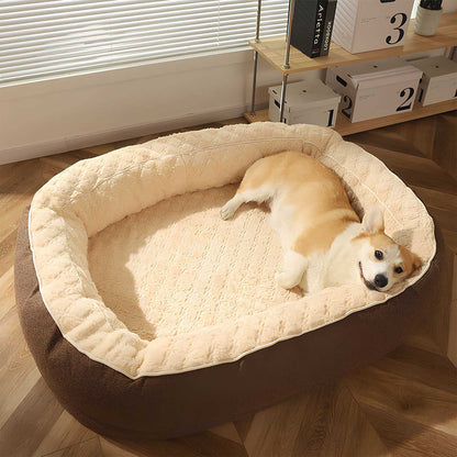 Fluffy Deep Sleeping Large Oval Dog Bed