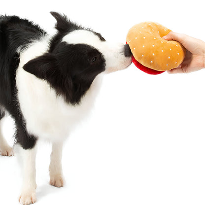 Hamburger Plush Squeaky Fun Toy for Dogs