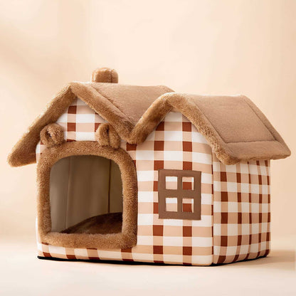 House Style Semi Enclosed Cat Bed Cozy Kitty Comfort