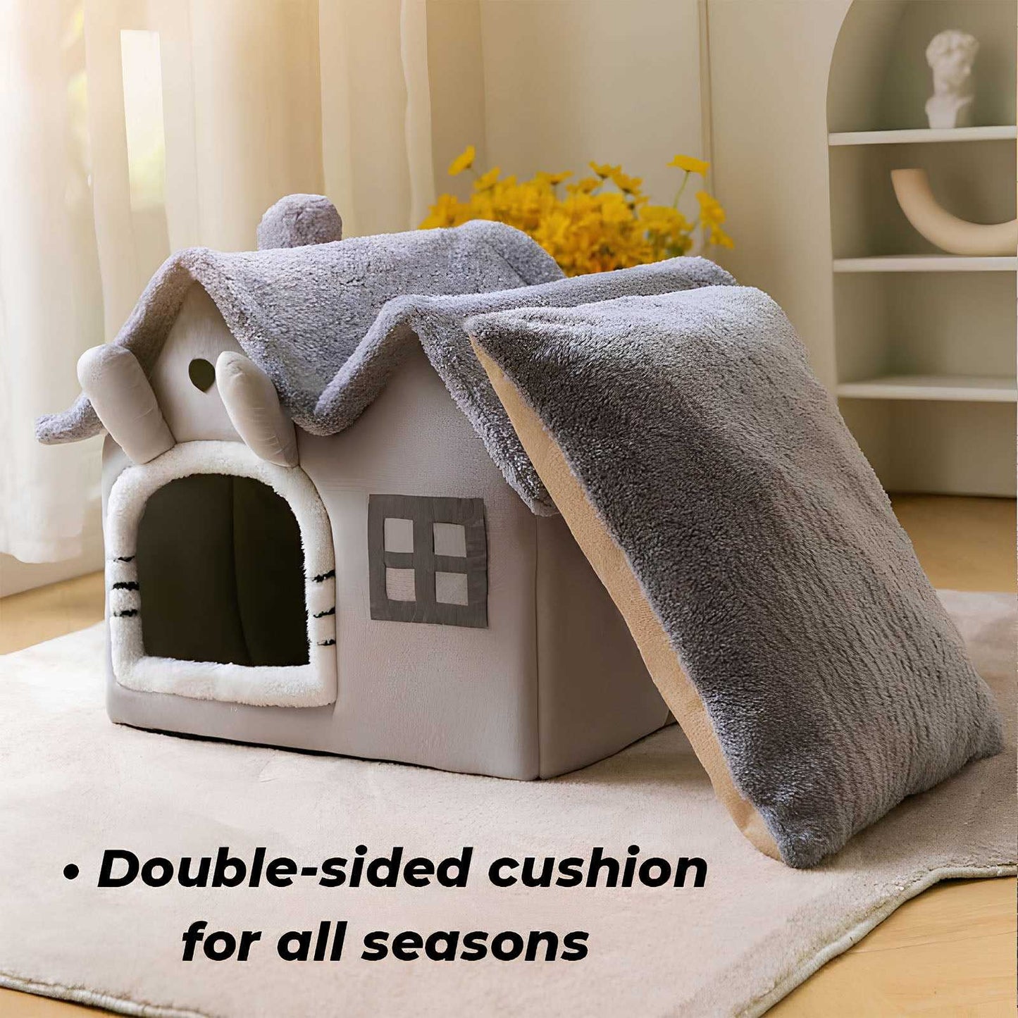 House Style Semi Enclosed Cat Bed Cozy Kitty Comfort