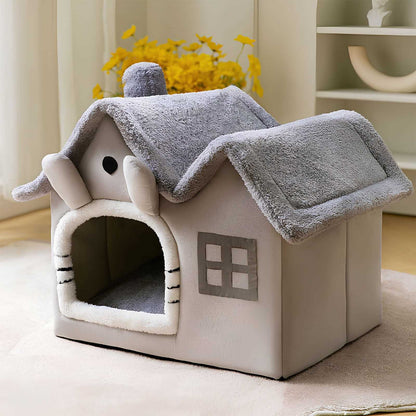 House Style Semi Enclosed Cat Bed Cozy Kitty Comfort