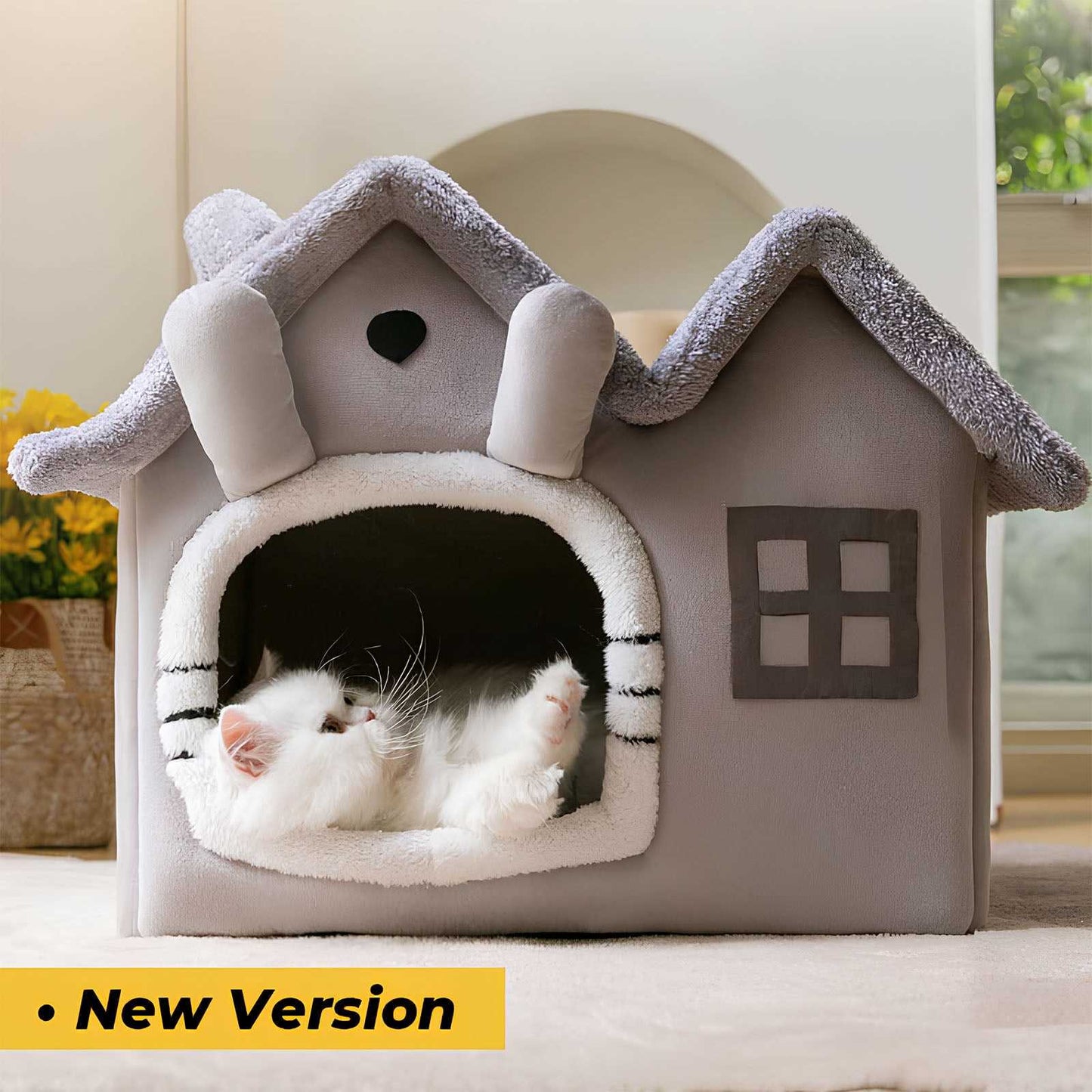 House Style Semi Enclosed Cat Bed Cozy Kitty Comfort