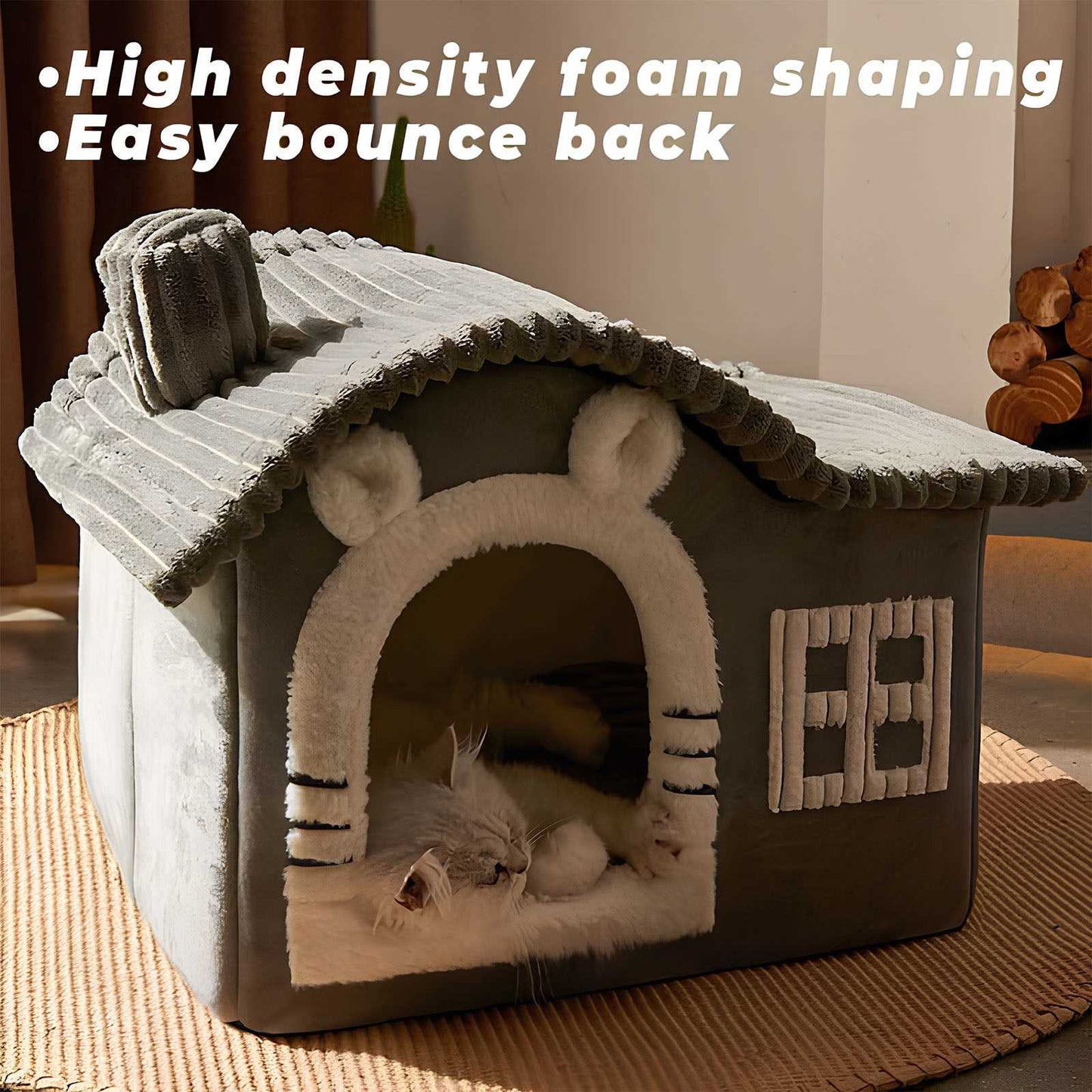 House Style Semi Enclosed Cat Bed Cozy Kitty Comfort