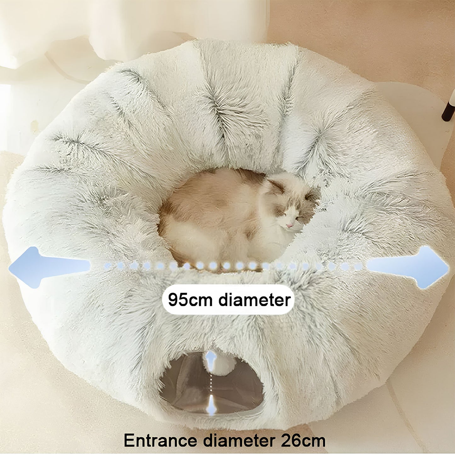 Indoor Cat Tunnel Bed Soft Round & Foldable Fun