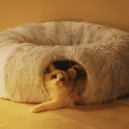 Indoor Cat Tunnel Bed Soft Round & Foldable Fun