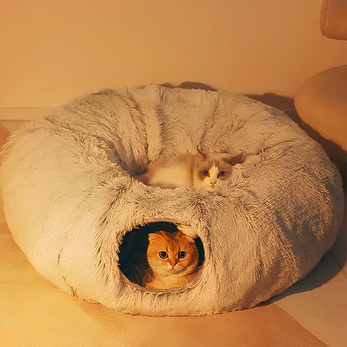 Indoor Cat Tunnel Bed Soft Round & Foldable Fun