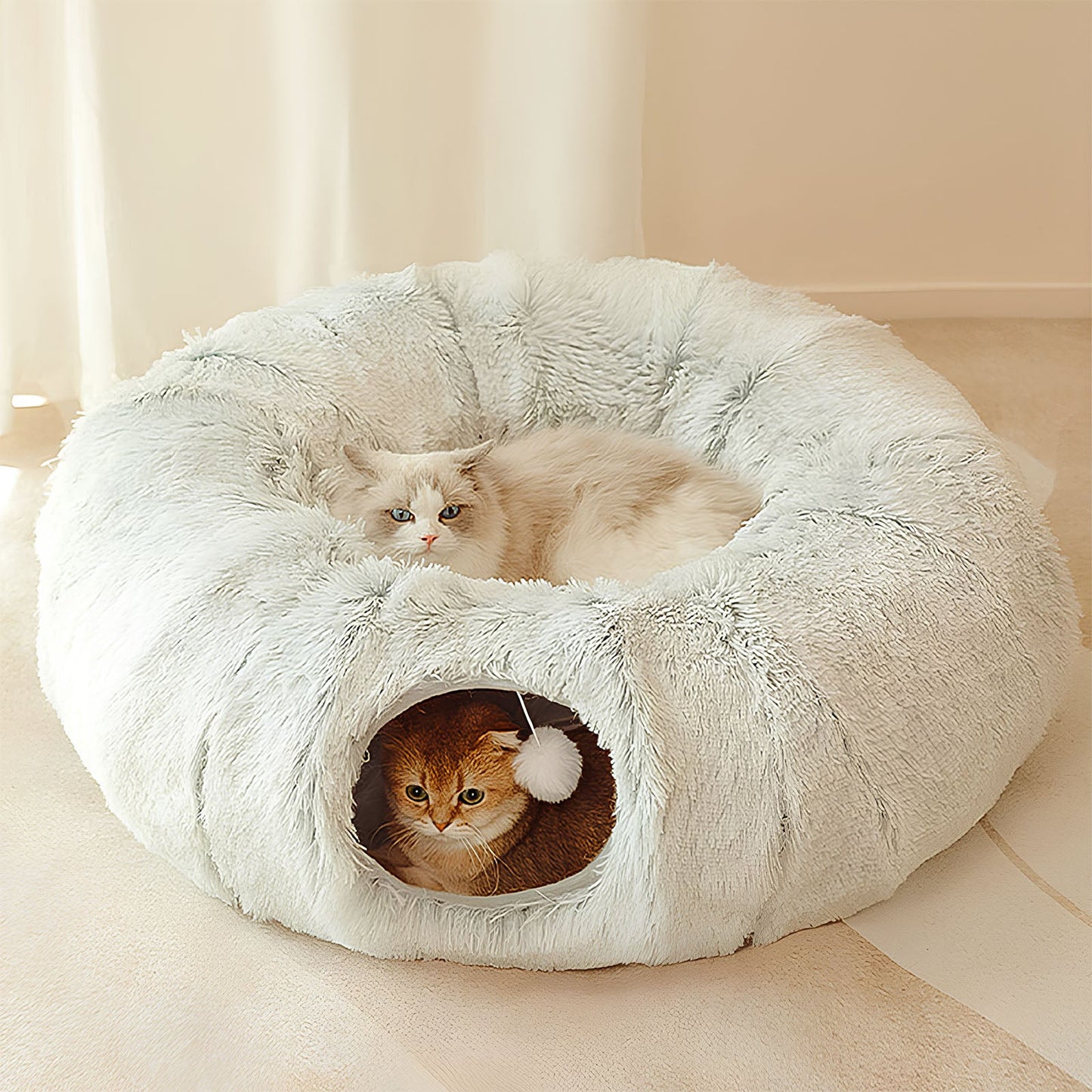 Indoor Cat Tunnel Bed Soft Round & Foldable Fun