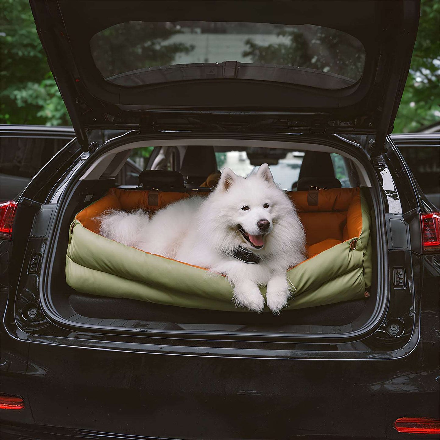 Large Deluxe Faux Leather Dog Car Seat Booster Bed - Urban Voyager