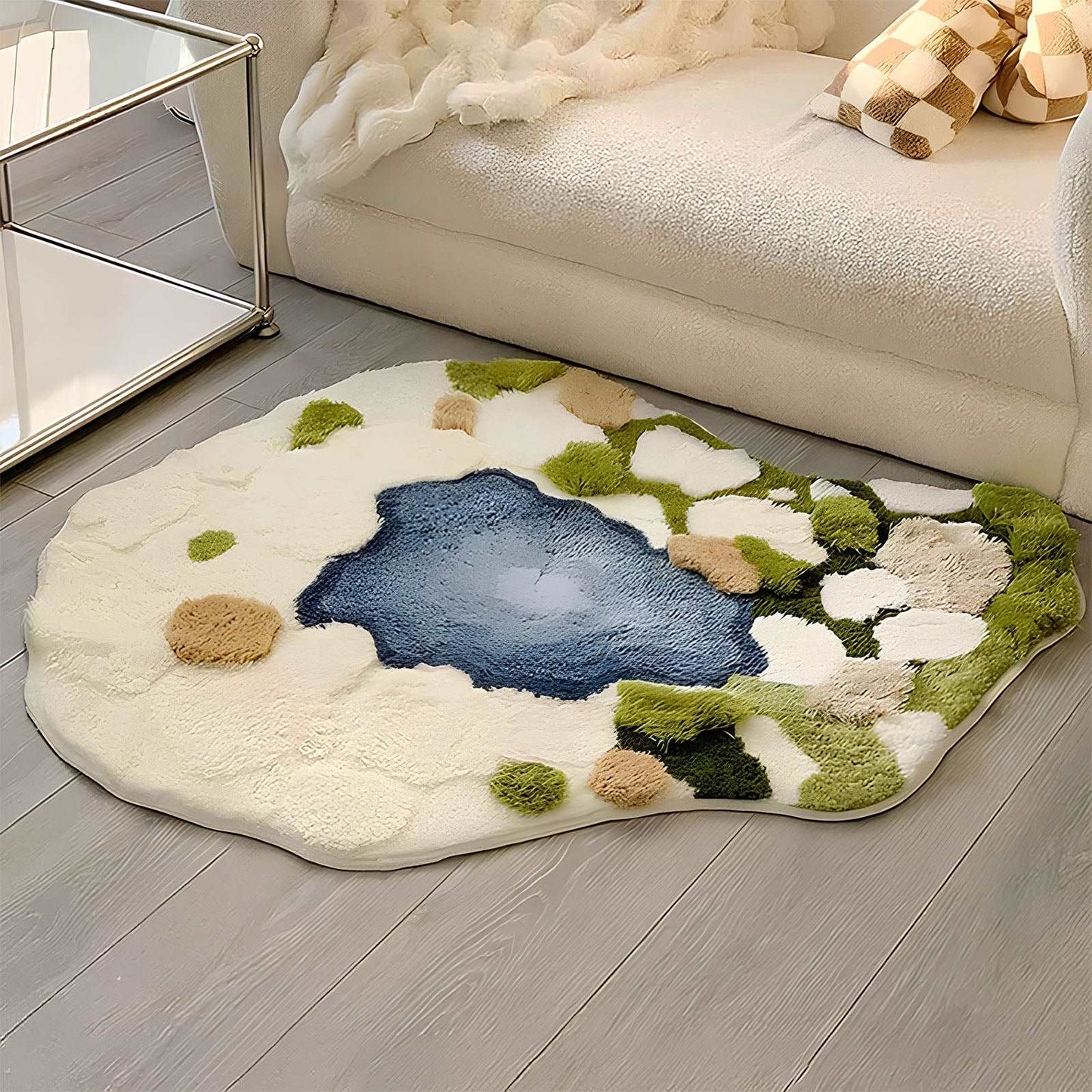 Luxury Hand-Tufted Wool Pet Blanket Moss Rug Style