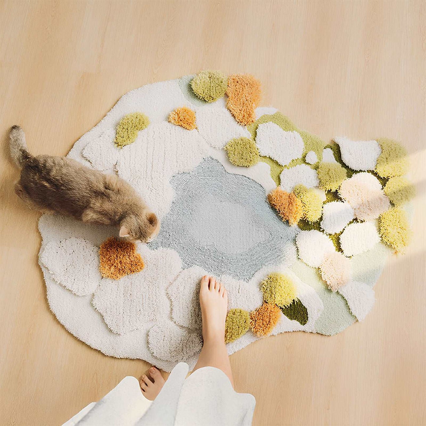 Luxury Hand-Tufted Wool Pet Blanket Moss Rug Style