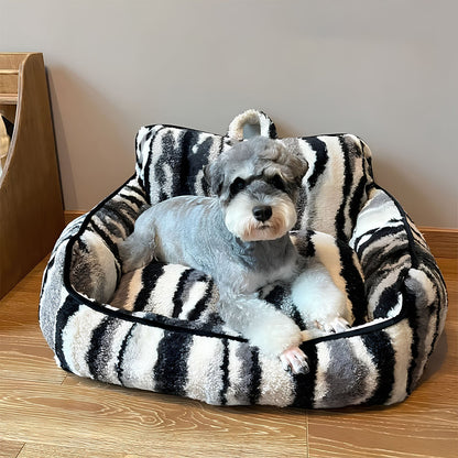 Luxury Lambswool Zebra Print Dog & Cat Sofa Bed