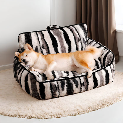 Luxury Lambswool Zebra Print Dog & Cat Sofa Bed