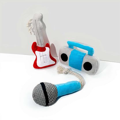 Music Instrument Squeaky Plush Dog Toy Set