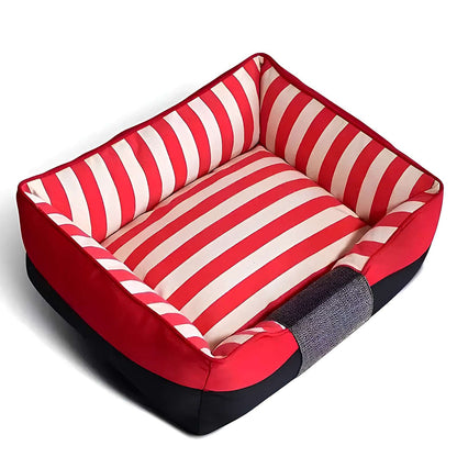 Nautical Stripe Canvas Pet Bed Chic Cozy for Dogs & Cats