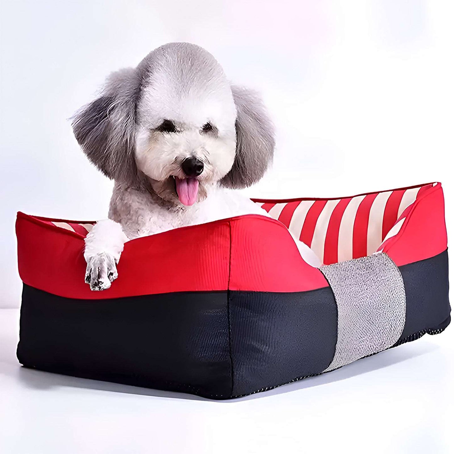 Nautical Stripe Canvas Pet Bed Chic Cozy for Dogs & Cats