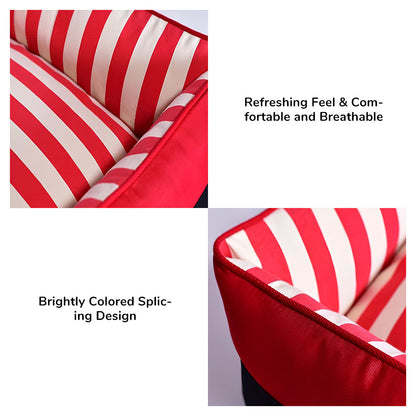 Nautical Stripe Canvas Pet Bed Chic Cozy for Dogs & Cats