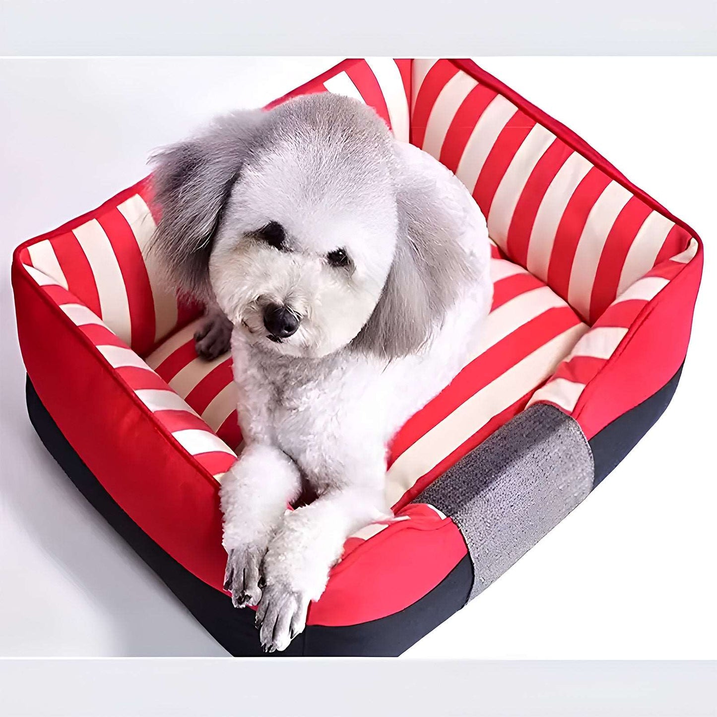 Nautical Stripe Canvas Pet Bed Chic Cozy for Dogs & Cats