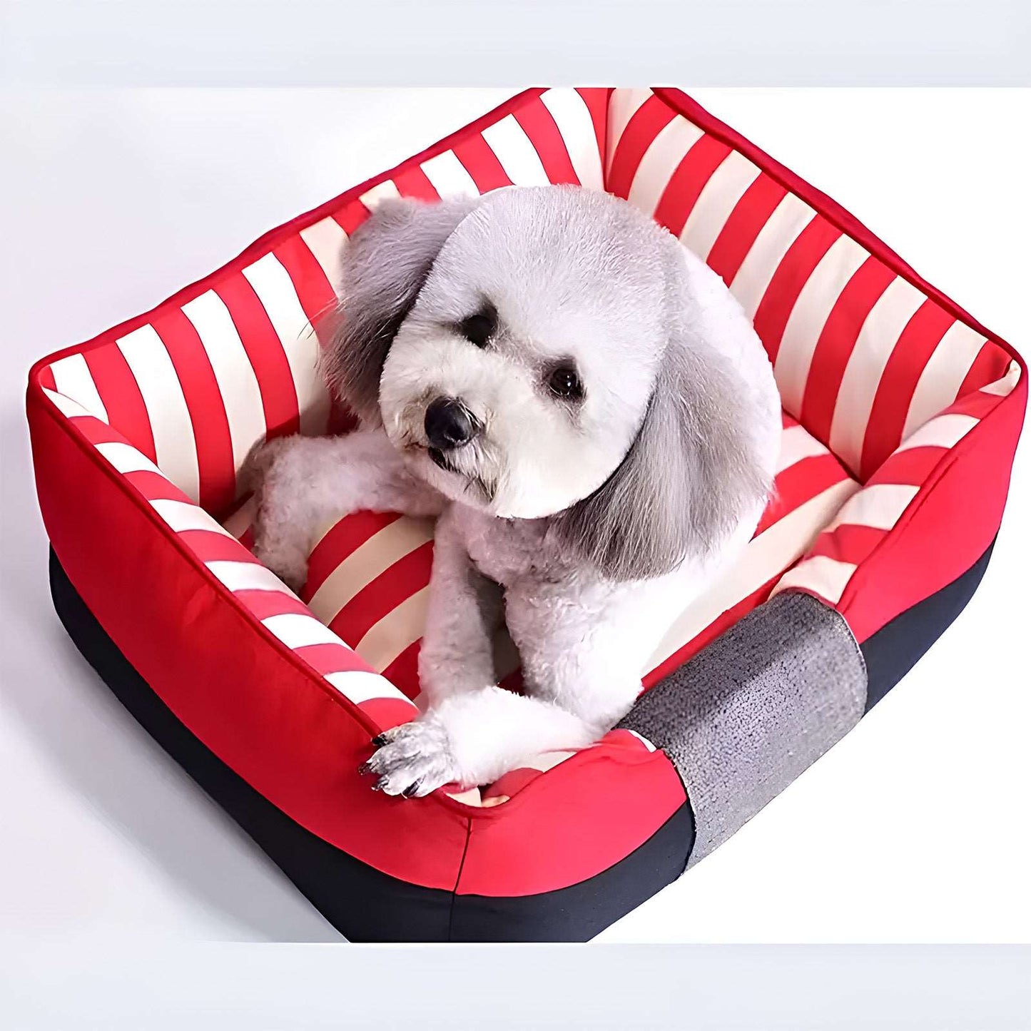 Nautical Stripe Canvas Pet Bed Chic Cozy for Dogs & Cats